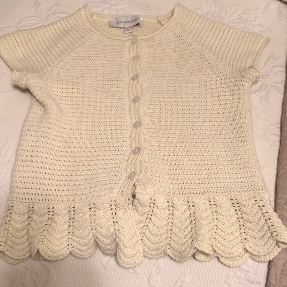 Pink Republic Cream Knit Cardigan with Button Front